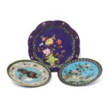 A collection of three Japanese cloisonné dishes,