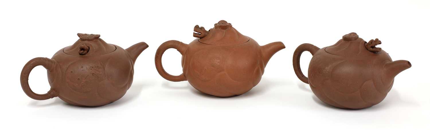 A collection of three Yixing zisha teapots, - Image 2 of 2