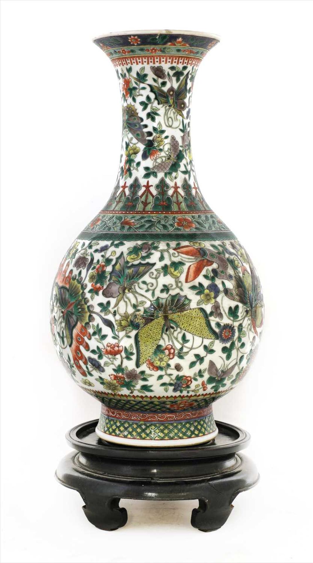 A Chinese famille verte vase, - Image 2 of 3