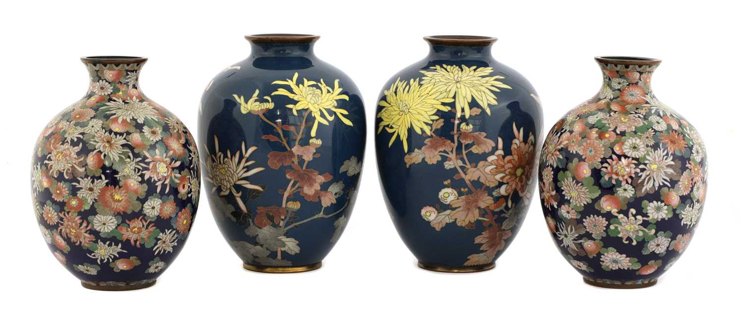 A collection of four Japanese cloisonné vases,