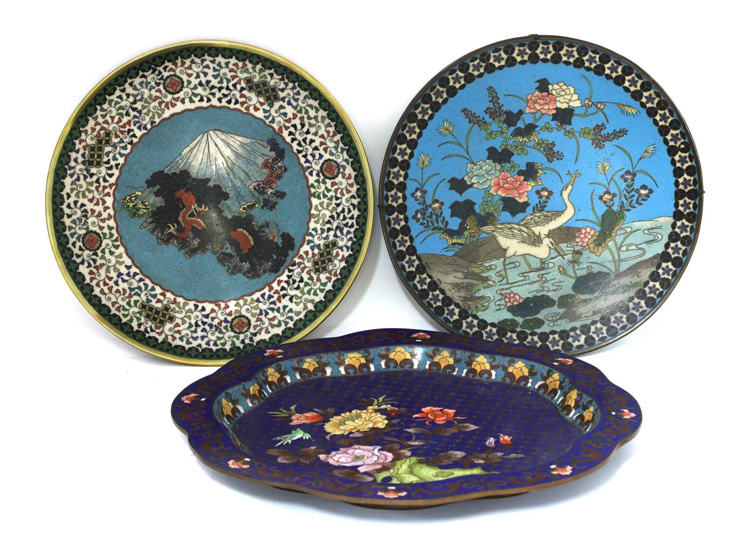 A collection of three Japanese cloisonné dishes, - Image 3 of 3