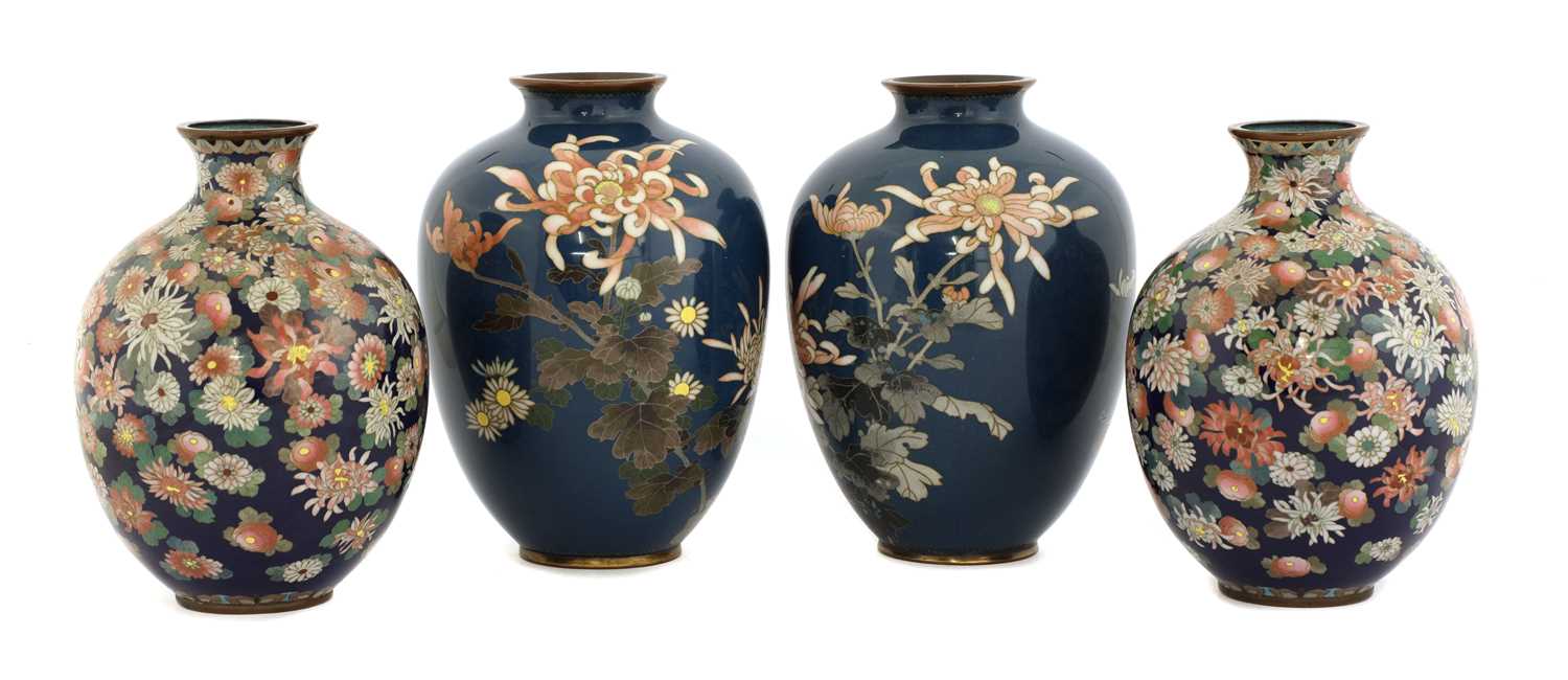 A collection of four Japanese cloisonné vases, - Image 2 of 2