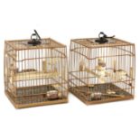 A pair of Chinese bamboo birdcages,