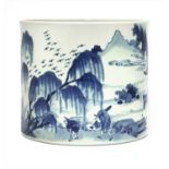 A Chinese blue and white brush pot,