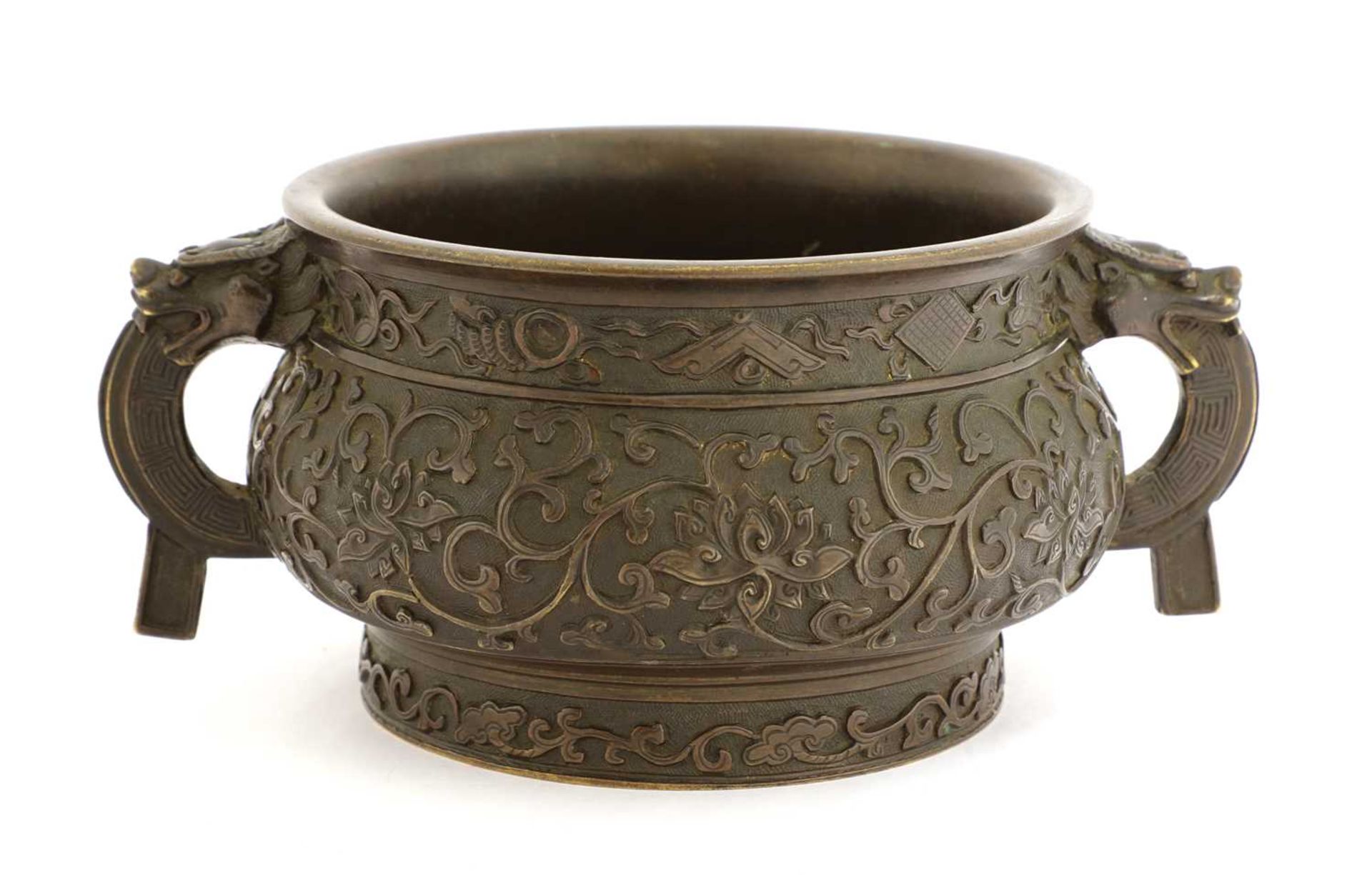 A Chinese bronze incense burner,