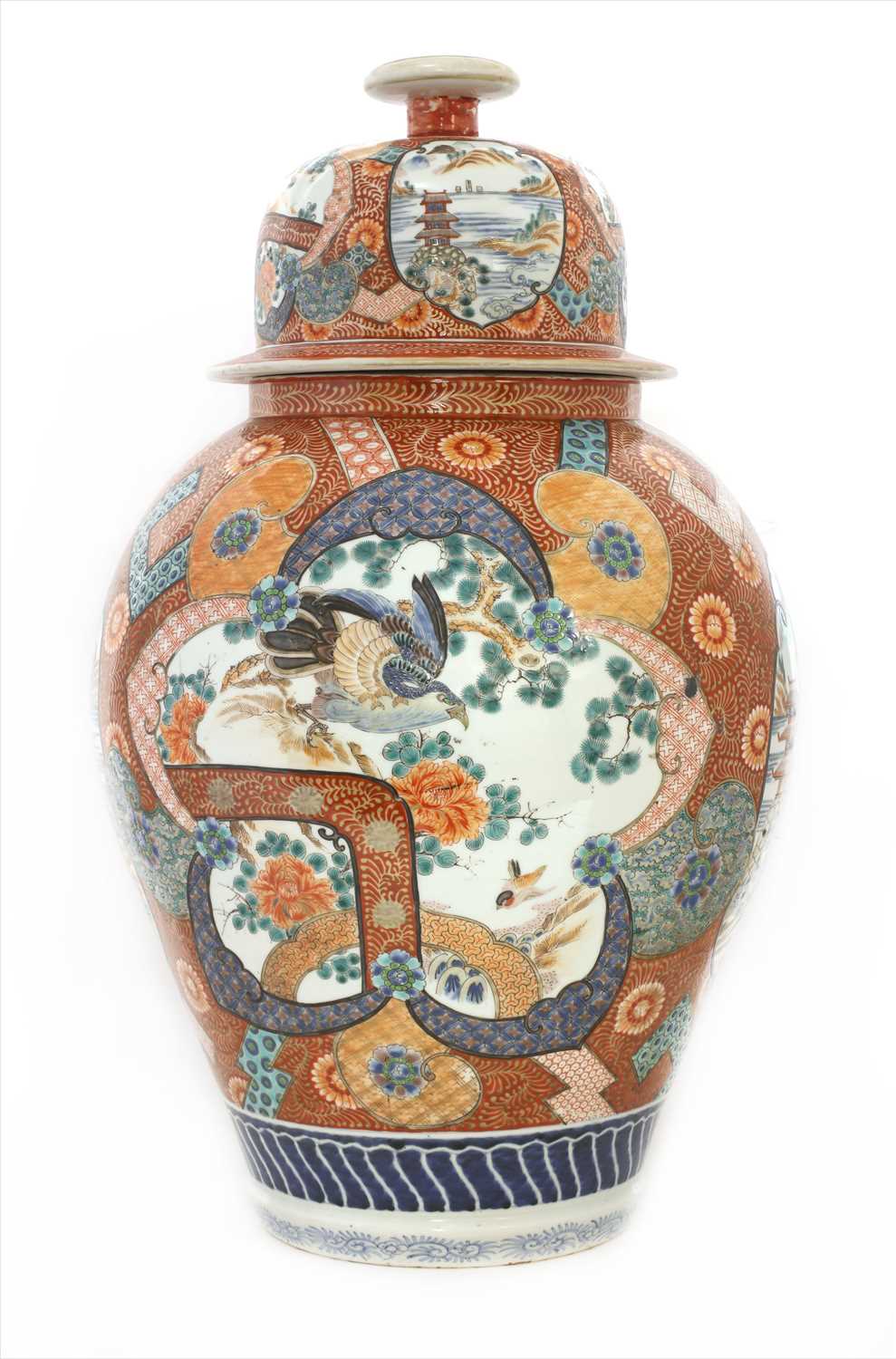 A Japanese Kutani jar and cover,