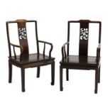 A pair of Chinese armchairs,