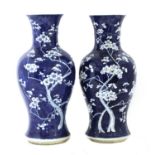 A pair of Chinese blue and white vases,