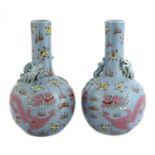 A pair of Chinese famille rose vases,