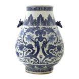 A large Chinese porcelain blue and white hu vase,