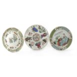 Three Chinese famille rose plates,