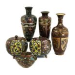 A collection of Japanese cloisonné,