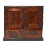 A Japanese lacquered and parquetry table cabinet,