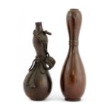 Two Japanese bronze vases,