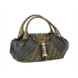 A Fendi brown leather and zucca canvas ‘Spy’ bag