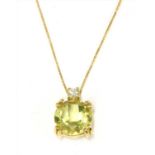 An Italian gold citrine and diamond pendant,