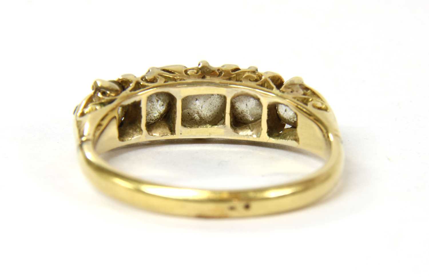 A Victorian five stone diamond carved head ring, - Image 2 of 5