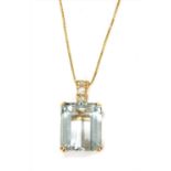 An Italian gold aquamarine and diamond pendant,