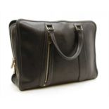 A Louis Vuitton black leather travel bag/laptop case,