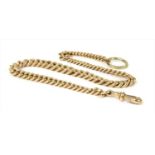 A 9ct gold graduated curb link Albert chain