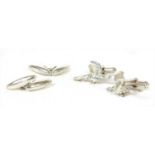 A pair of sterling silver pheasant in flight cufflinks,