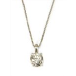 An Italian white gold single stone diamond pendant,