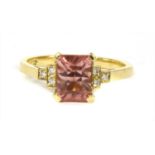An 18ct gold pink tourmaline and diamond ring,