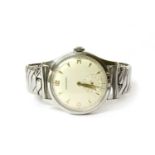 A gentlemen's stainless steel Longines mechanical bracelet watch, c.1950,