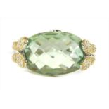 An Italian white gold prasiolite quartz and diamond ring,