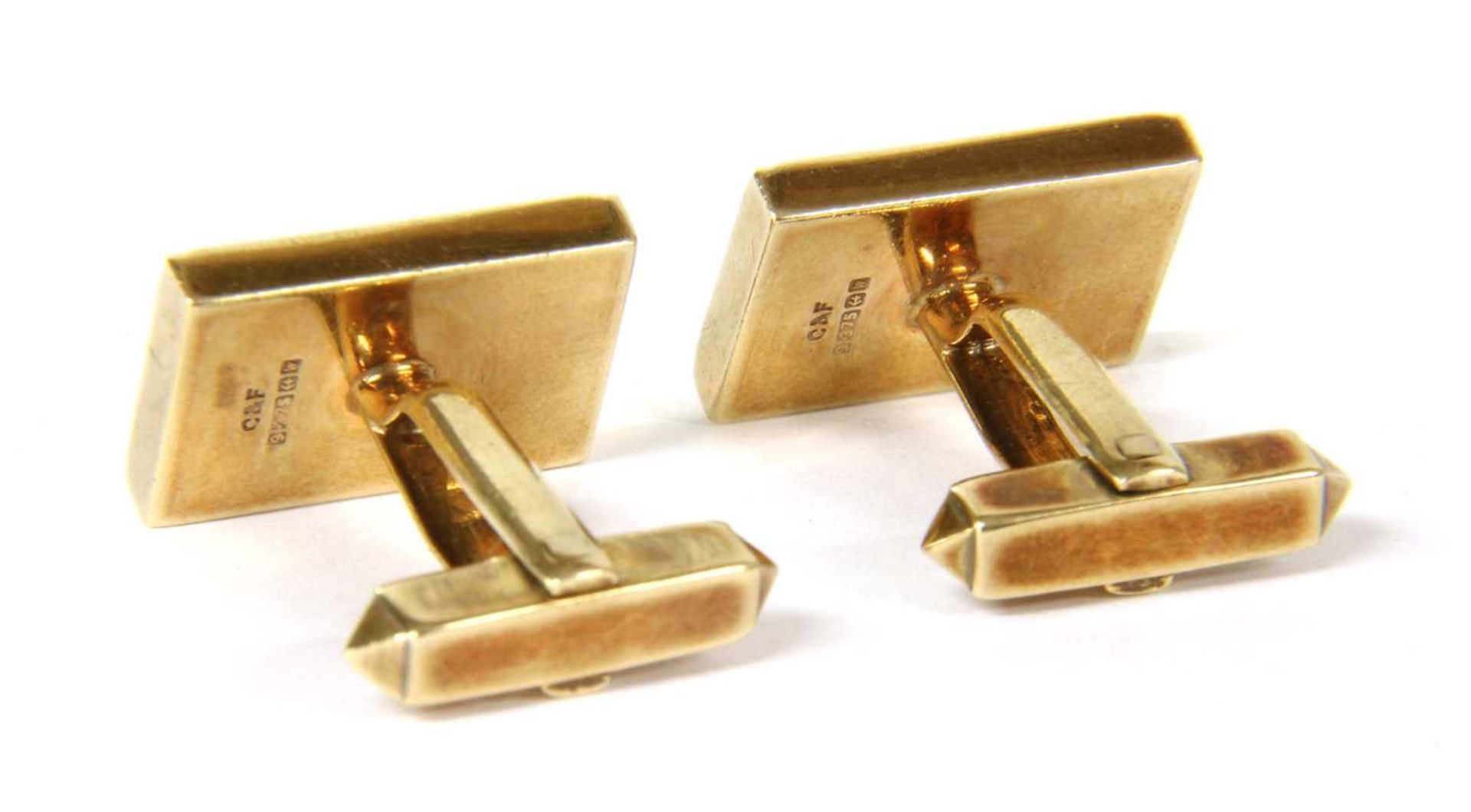 A pair of 9ct gold diamond cufflinks, c.1970, - Bild 2 aus 2