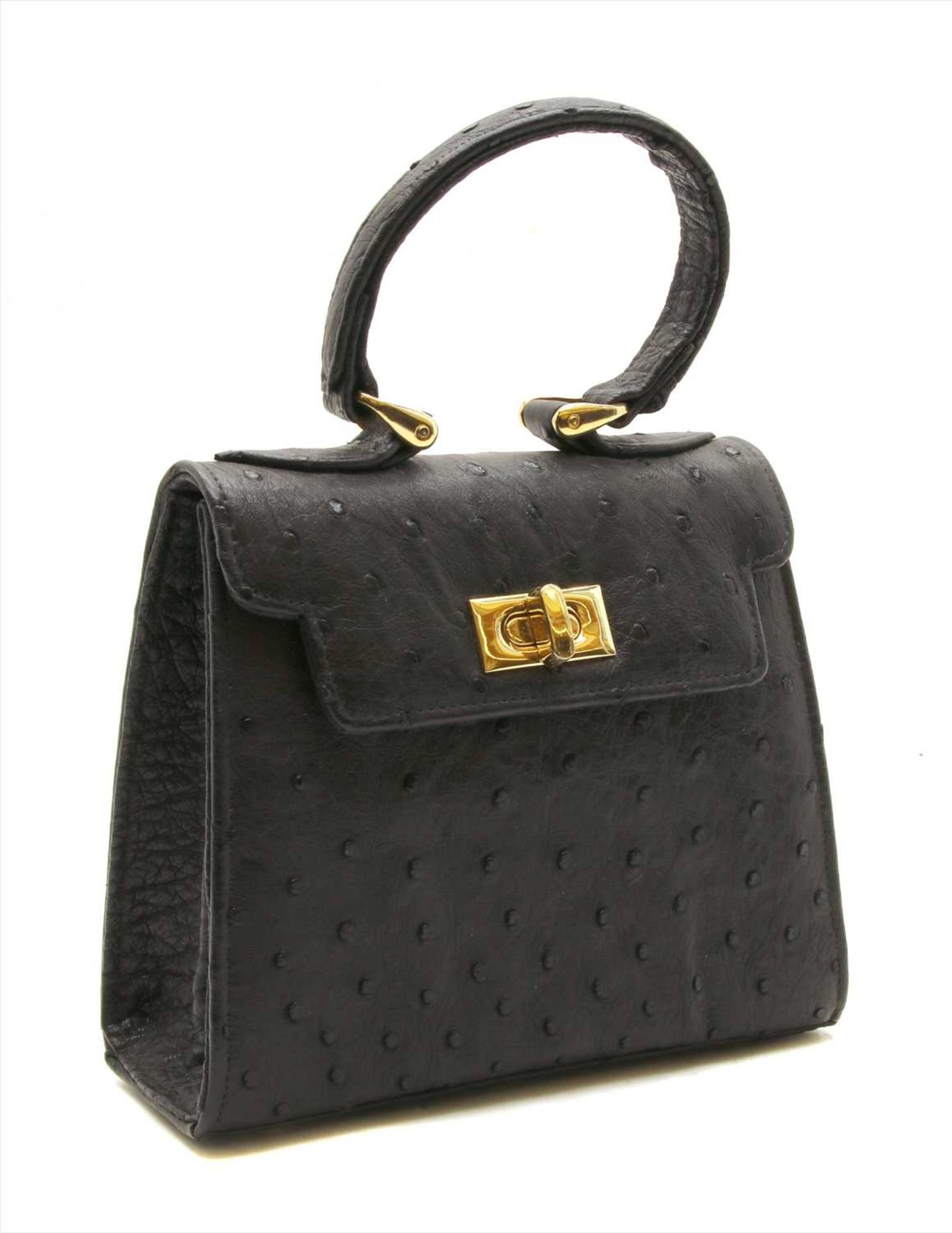 A Pickett of London black ostrich leather mini handbag