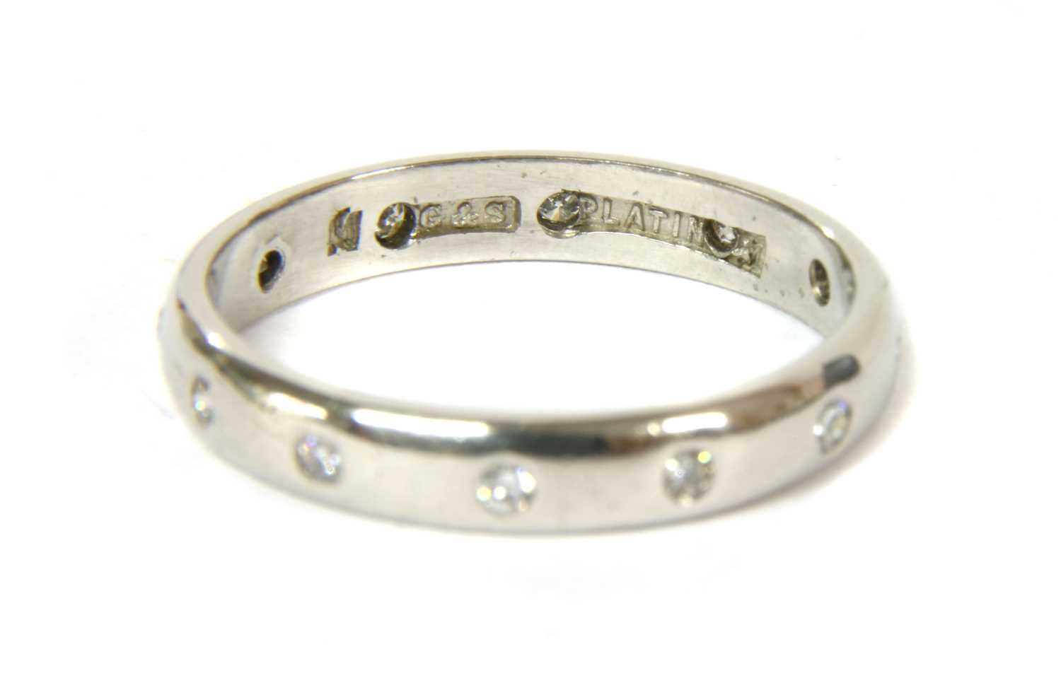 A platinum diamond wedding ring, - Image 2 of 3