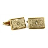 A pair of 9ct gold diamond cufflinks, c.1970,