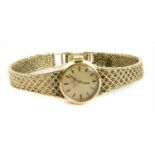 A ladies' 9ct gold Omega automatic bracelet watch,
