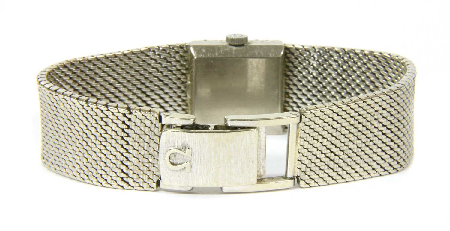 A ladies' 18ct white gold diamond set Omega mechanical bracelet watch, c.1960 - Image 2 of 3