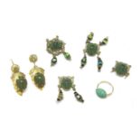 A pair of Victorian gilt metal scarab drop earrings,