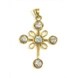 A gold diamond cross pendant,