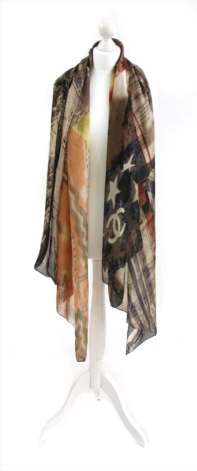 A Chanel silk long scarf