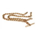 A 9ct gold curb link double Albert chain,