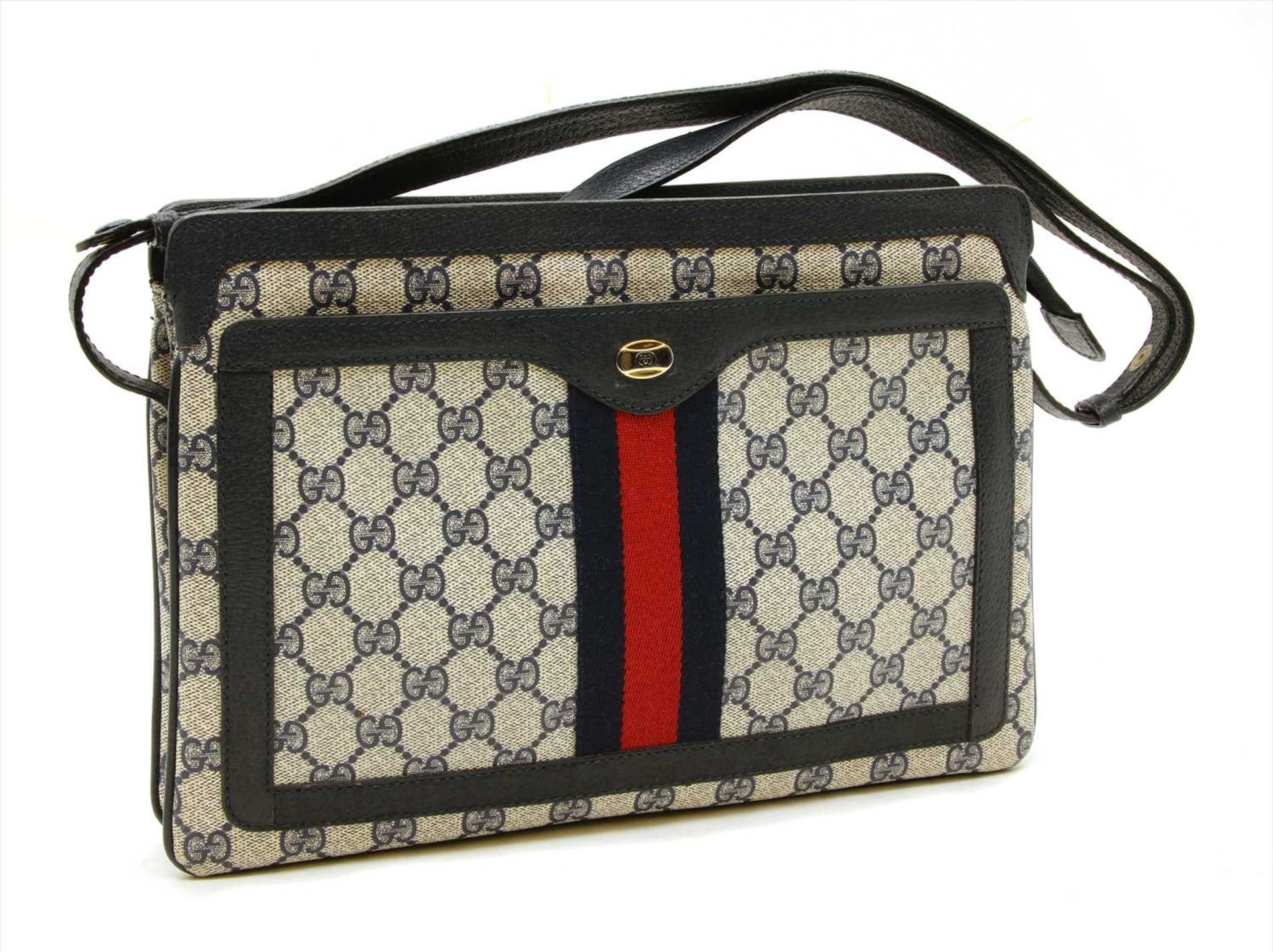 A vintage Gucci blue 'Accessory Collection' shoulder bag