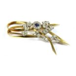 A gold sapphire and diamond spray brooch,