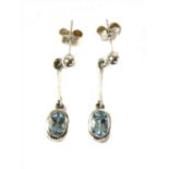 A pair of white gold aquamarine drop earrings,