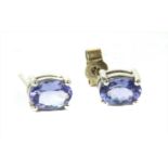 A pair of 18ct white gold tanzanite stud earrings,