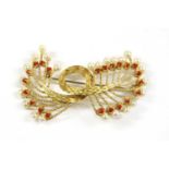 An Italian gold pearl spray brooch, c.1950