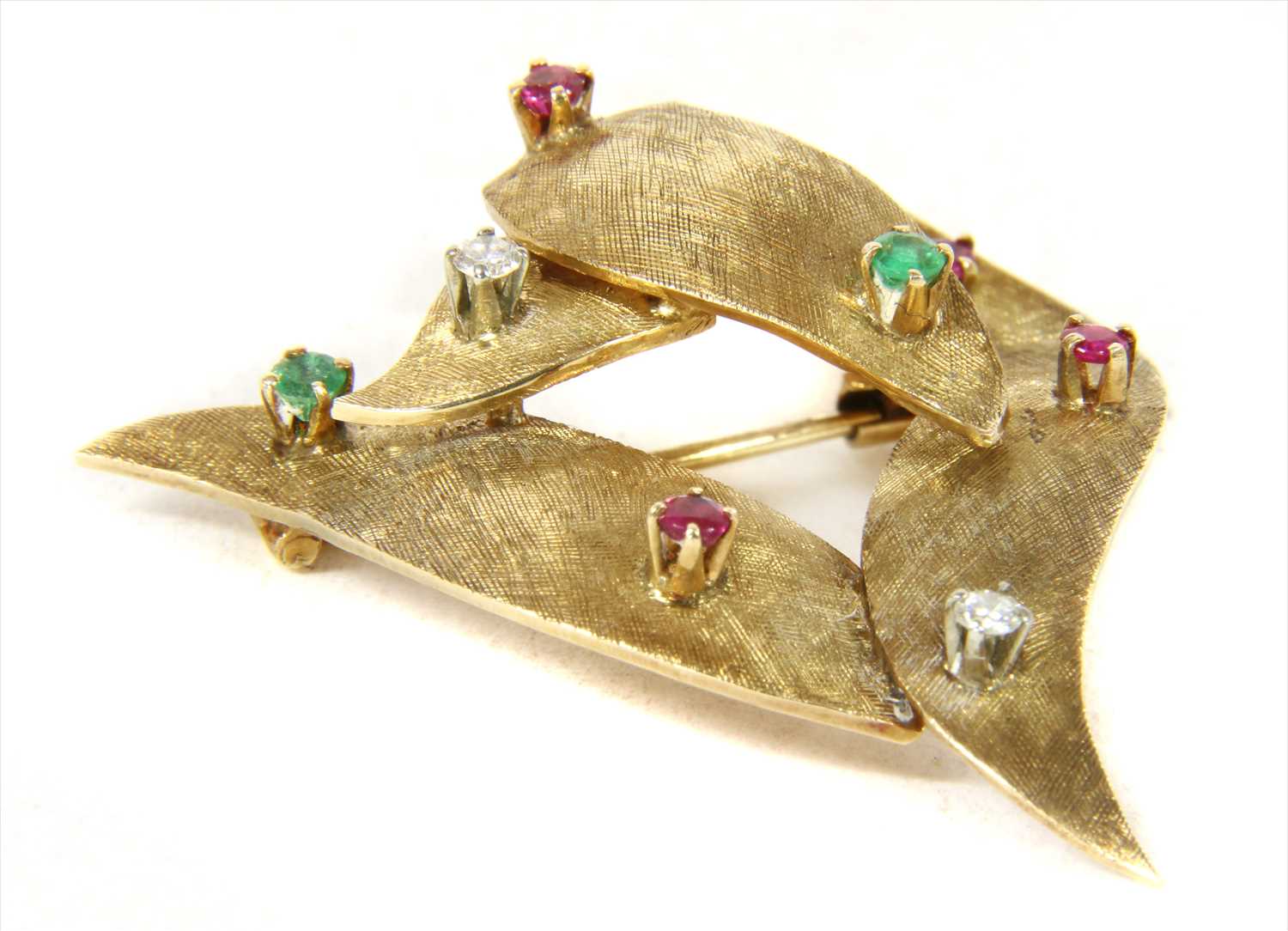 An Austrian gold ruby, emerald and diamond brooch, - Image 2 of 3