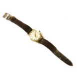 A gentlemen's 9ct gold Zenith mechanical strap watch, c.1960,