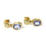 A pair of 18ct gold sapphire and diamond earrings,