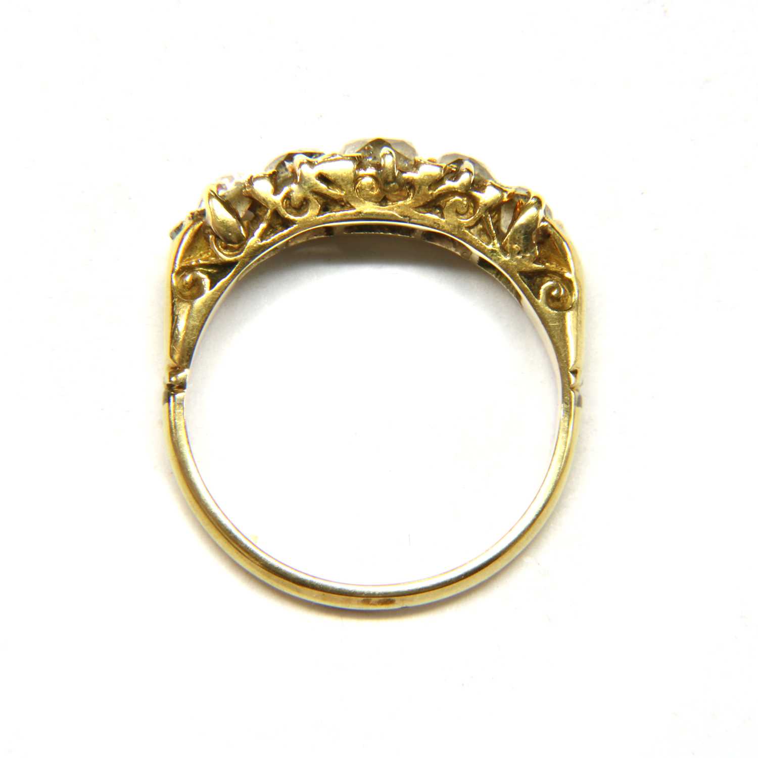 A Victorian five stone diamond carved head ring, - Image 5 of 5