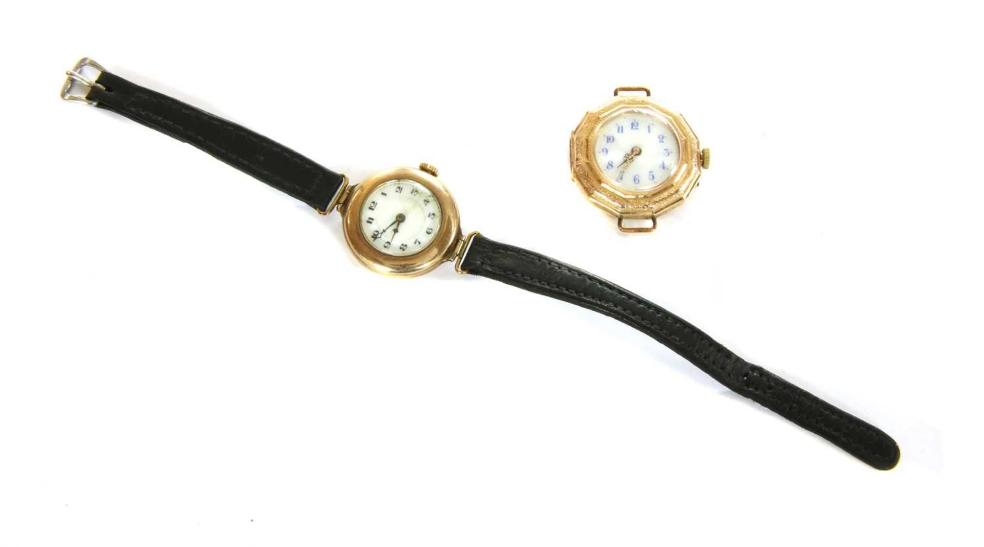 A 9ct gold Vertex mechanical strap watch
