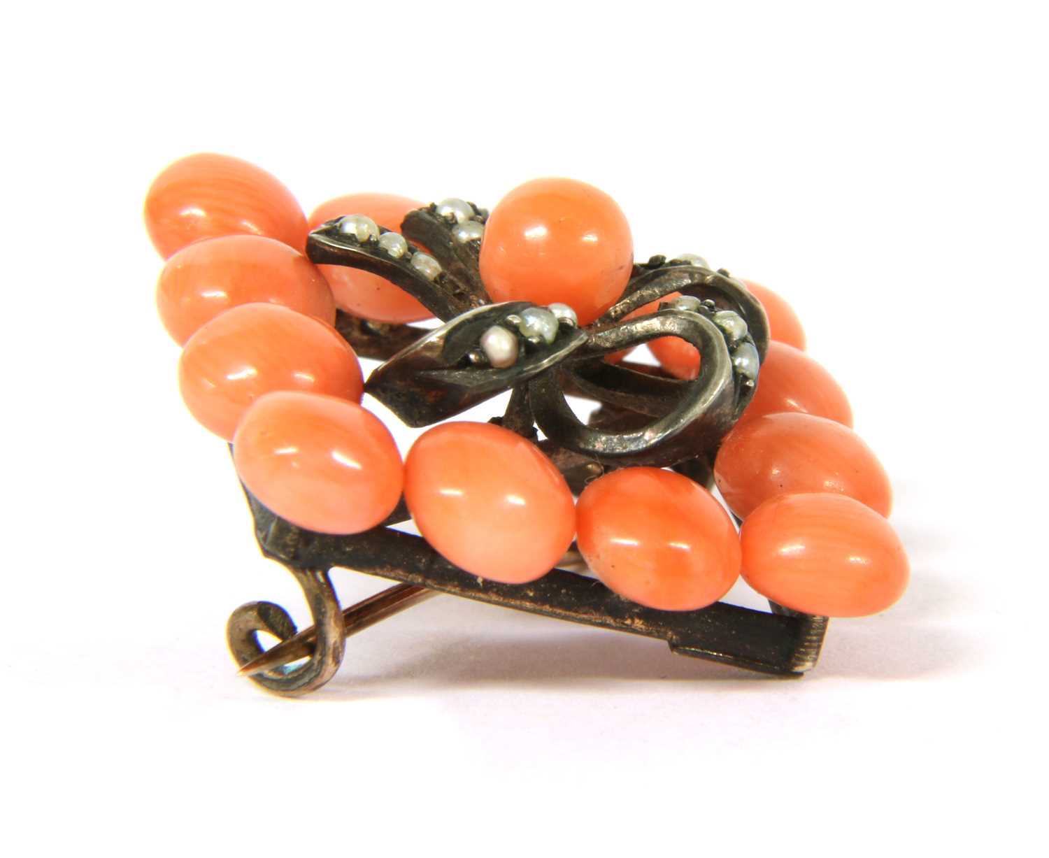 A Victorian gold and silver coral brooch, - Image 3 of 3